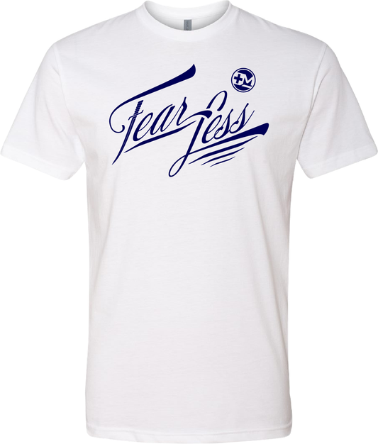 Fear-Less/Navy blue on white